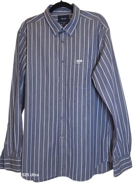 Façonnable Club Fit Striped 100% Cotton Blue Button Down Shirt XL EUC